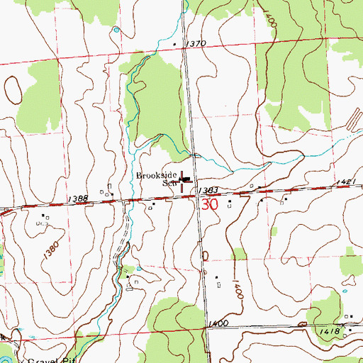 Topographic Map of Brookside School, WI