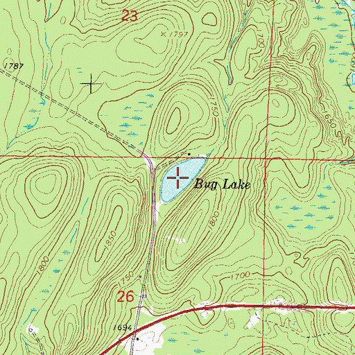 Topographic Map of Bug Lake, WI