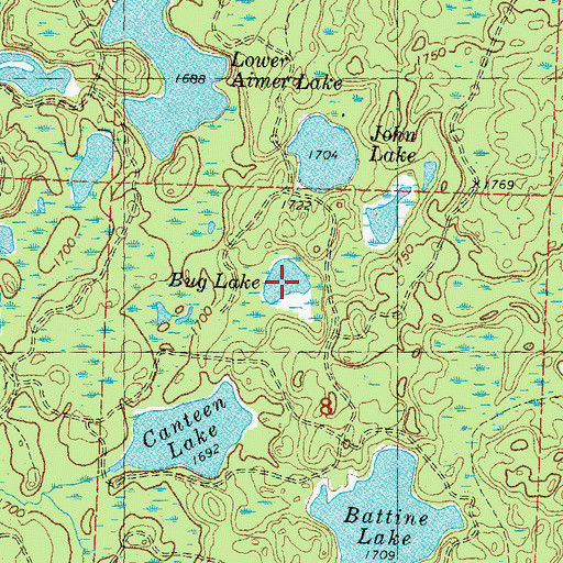 Topographic Map of Bug Lake, WI