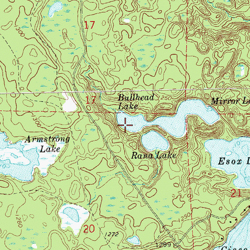 Topographic Map of Bullhead Lake, WI