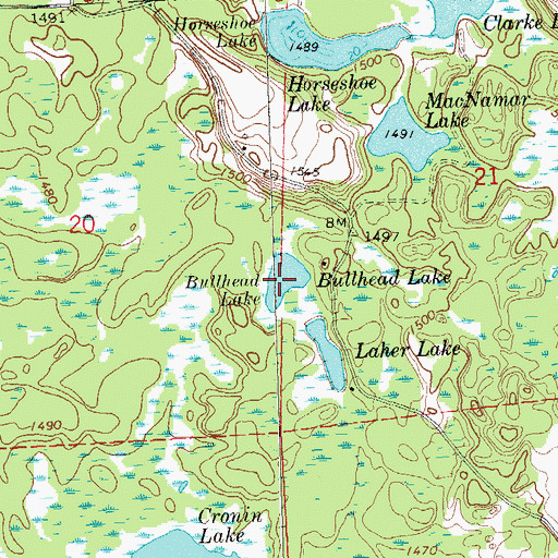 Topographic Map of Bullhead Lake, WI