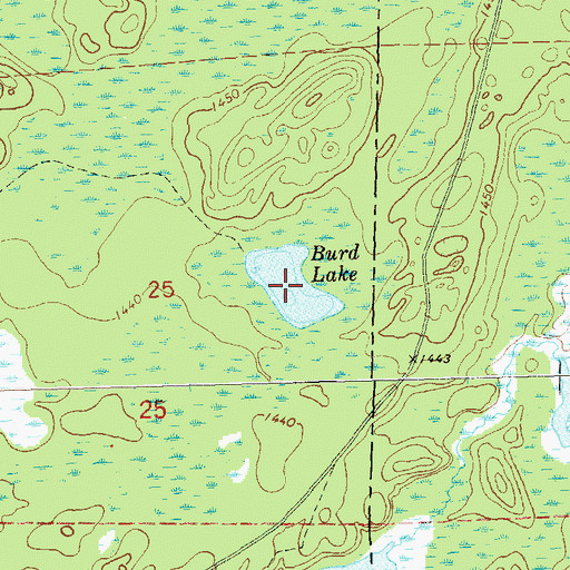 Topographic Map of Burd Lake, WI