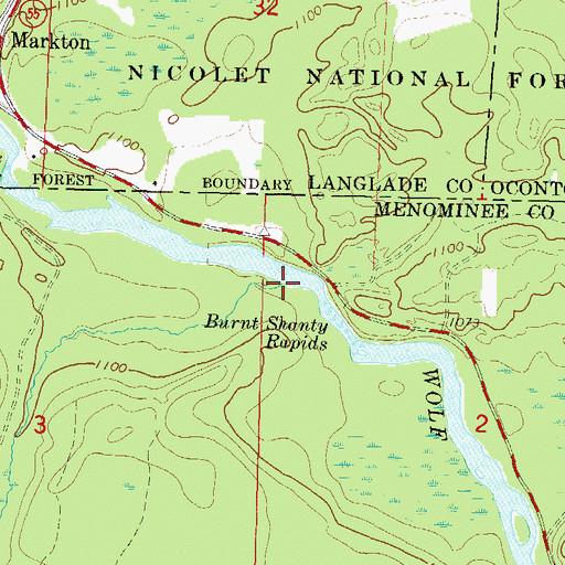 Topographic Map of Burnt Shanty Creek, WI