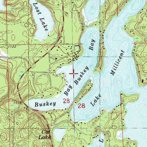 Topographic Map of Buskey Bay, WI