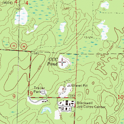 Topographic Map of CCC Pond, WI