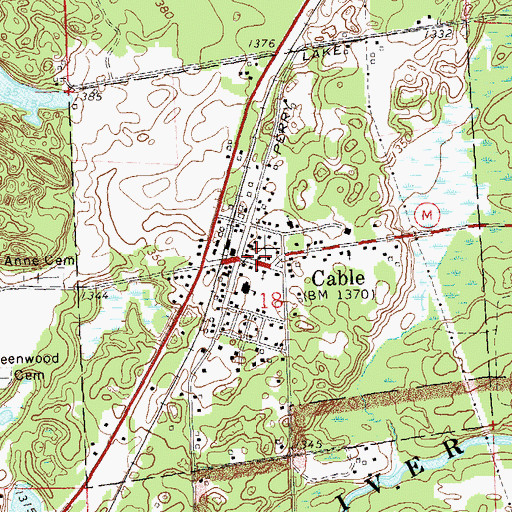 Topographic Map of Cable, WI