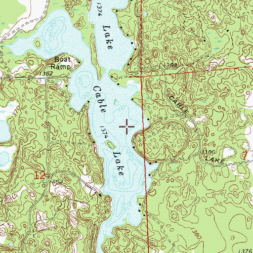 Topographic Map of Cable Lake, WI