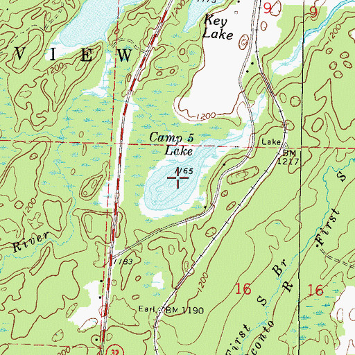 Topographic Map of Camp Five Lake, WI