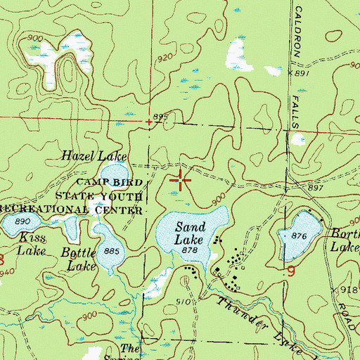 Topographic Map of Camp Bird State Youth Recreational Center, WI