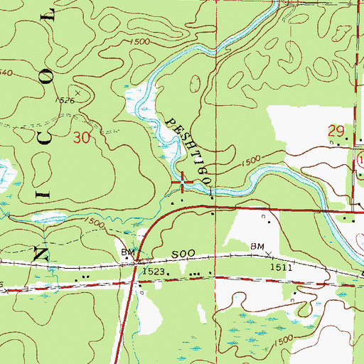 Topographic Map of Camp Eight Creek, WI