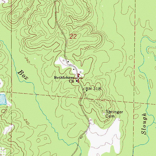 Topographic Map of Bethlehem Primitive Baptist Church, AL