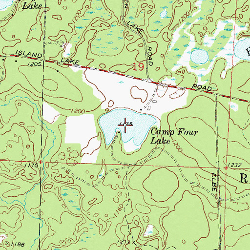 Topographic Map of Camp Four Lake, WI