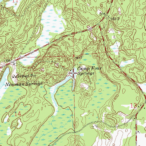 Topographic Map of Camp Four Springs, WI