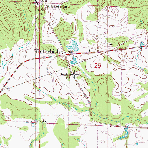 Topographic Map of Beulah Baptist Church, AL