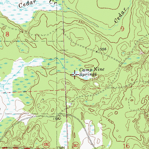 Topographic Map of Camp Nine Springs, WI