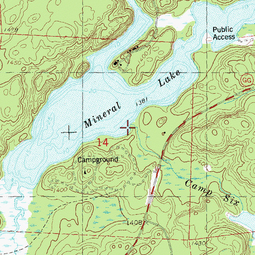 Topographic Map of Camp Six Creek, WI