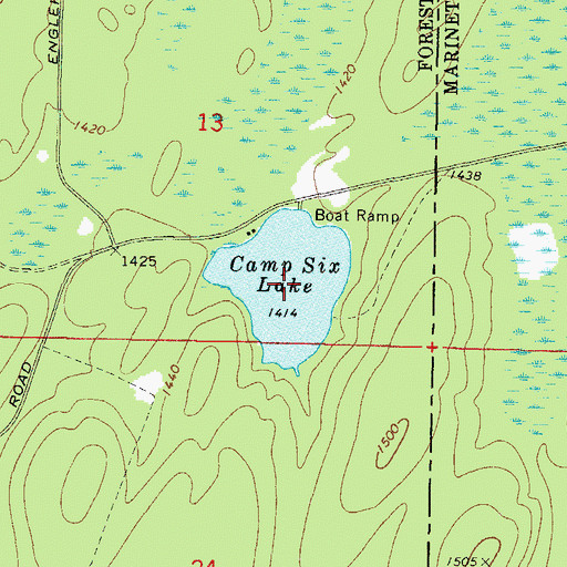 Topographic Map of Camp Six Lake, WI