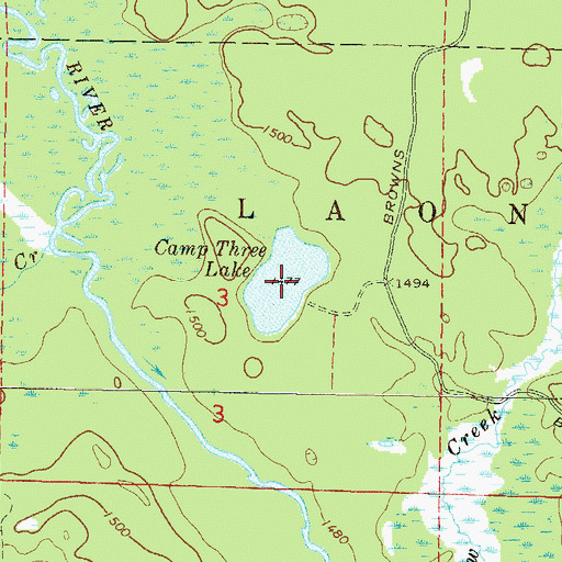 Topographic Map of Camp Three Lake, WI