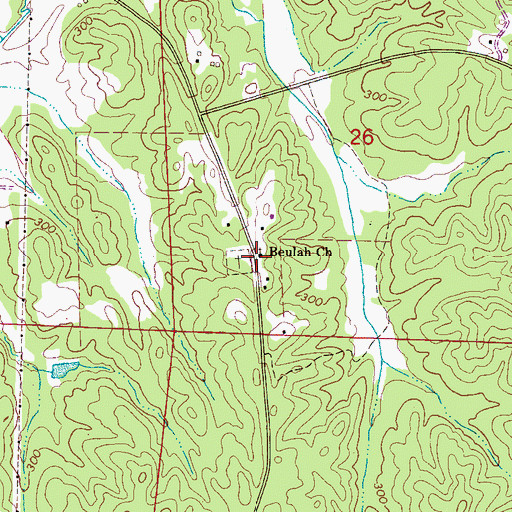 Topographic Map of Beulah Baptist Church, AL