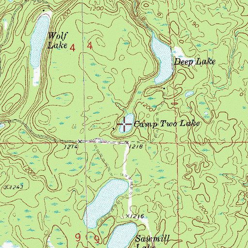 Topographic Map of Camp Two Lake, WI