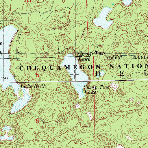 Topographic Map of Camp Two Lake, WI
