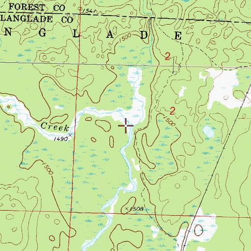 Topographic Map of Campbell Creek, WI