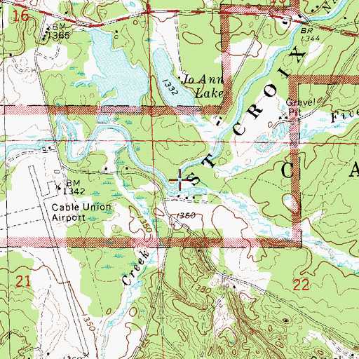 Topographic Map of Cap Creek, WI