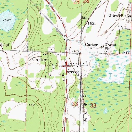 Topographic Map of Carter, WI
