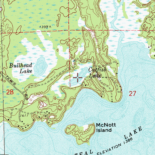 Topographic Map of Catfish Lake, WI