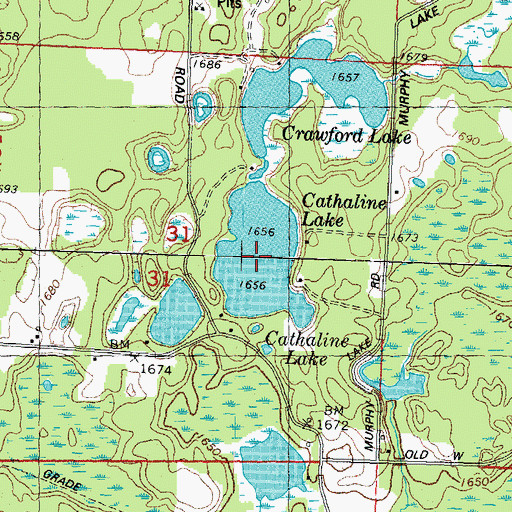 Topographic Map of Cathaline Lake, WI