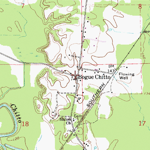 Topographic Map of Bogue Chitto, AL