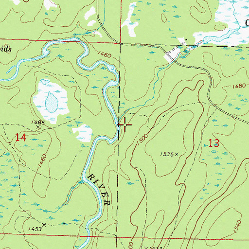 Topographic Map of Catwillow Creek, WI