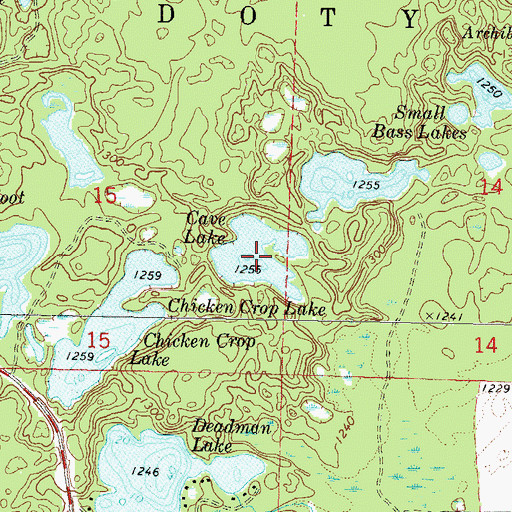 Topographic Map of Cave Lake, WI