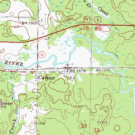 Topographic Map of Cavour, WI