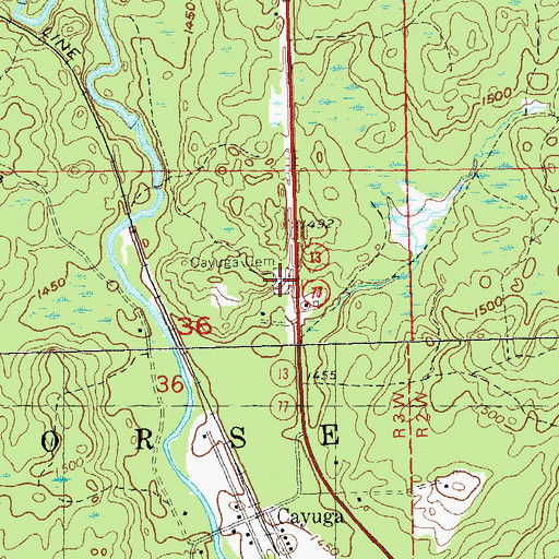 Topographic Map of Cayuga Cemetery, WI