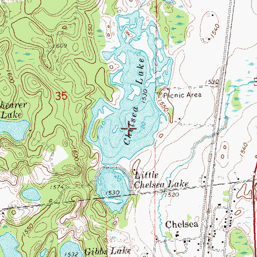 Topographic Map of Chelsea Lake, WI