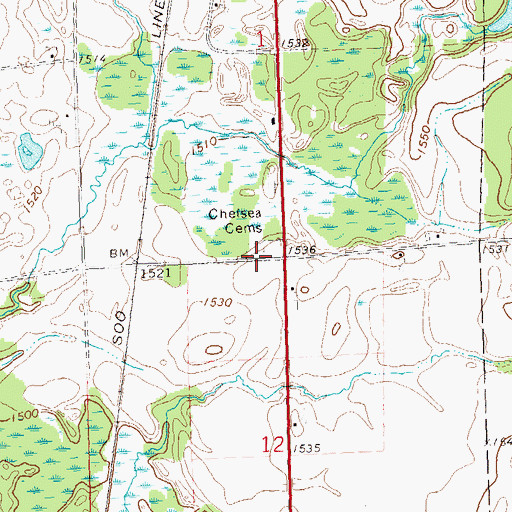 Topographic Map of Chelsea Cemeteries, WI