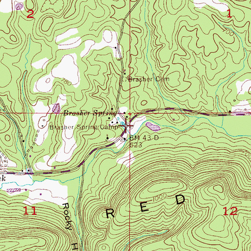 Topographic Map of Brasher Spring Camp, AL