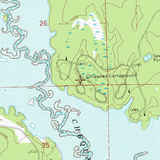 Topographic Map of Chippewa Campground, WI