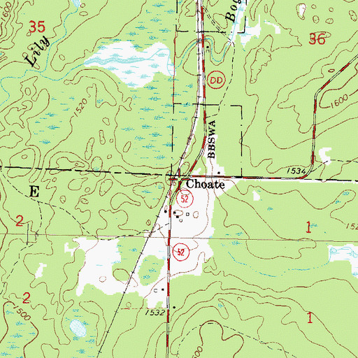 Topographic Map of Choate, WI