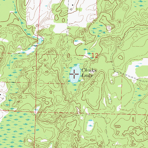 Topographic Map of Chuks Lake, WI