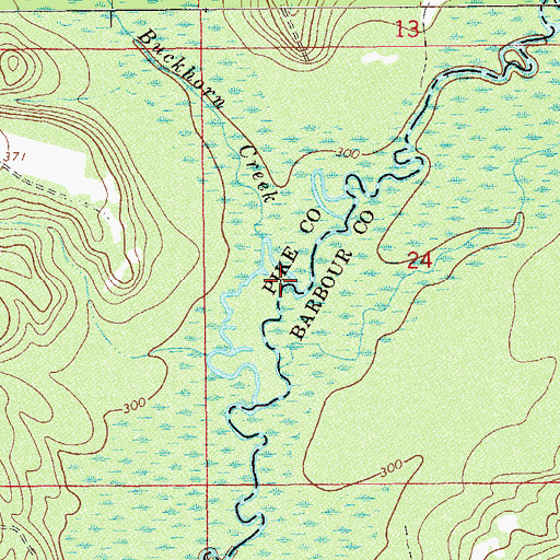Topographic Map of Buckhorn Creek, AL