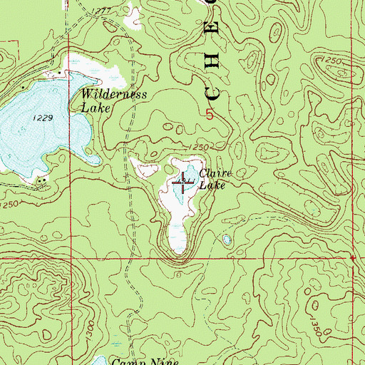 Topographic Map of Claire Lake, WI