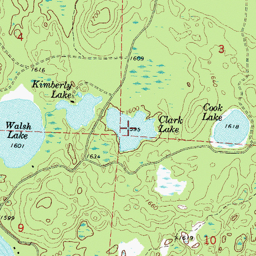 Topographic Map of Clark Lake, WI