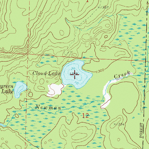 Topographic Map of Cloud Lake, WI