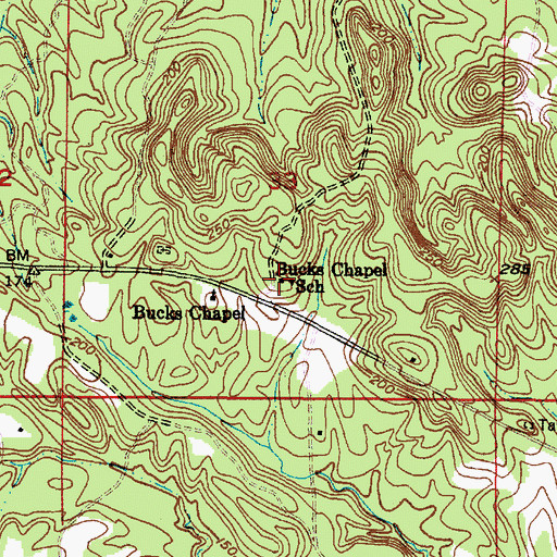 Topographic Map of Bucks Chapel Elementary School (historical), AL