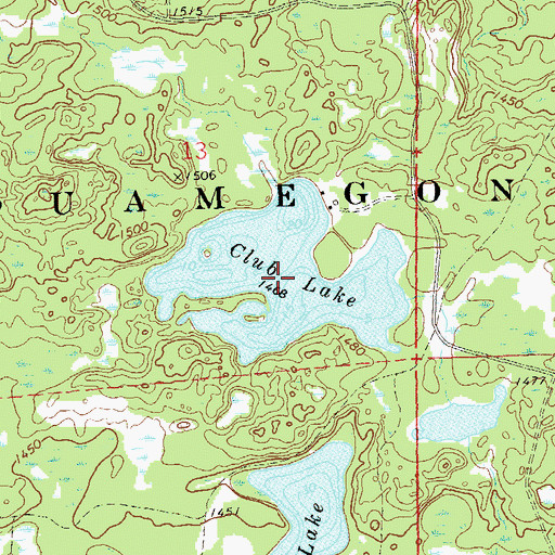 Topographic Map of Club Lake, WI