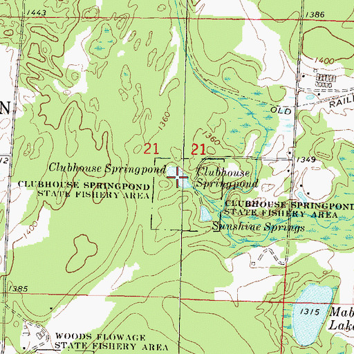 Topographic Map of Clubhouse Springpond, WI