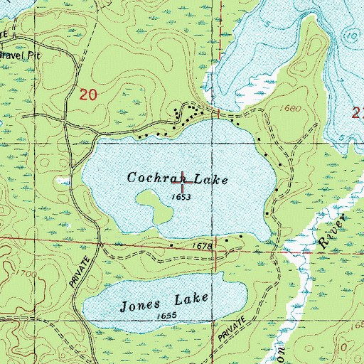 Topographic Map of Cochran Lake, WI