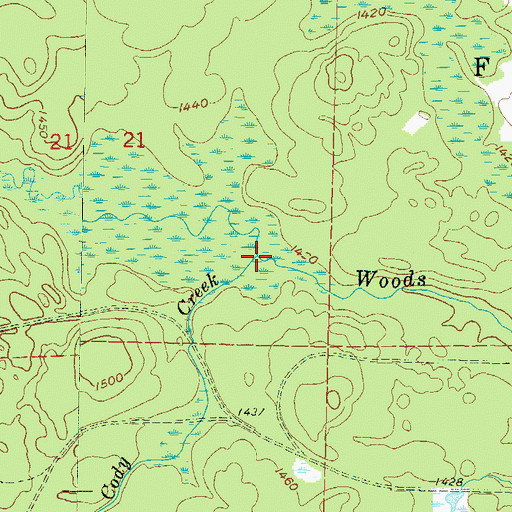 Topographic Map of Cody Creek, WI